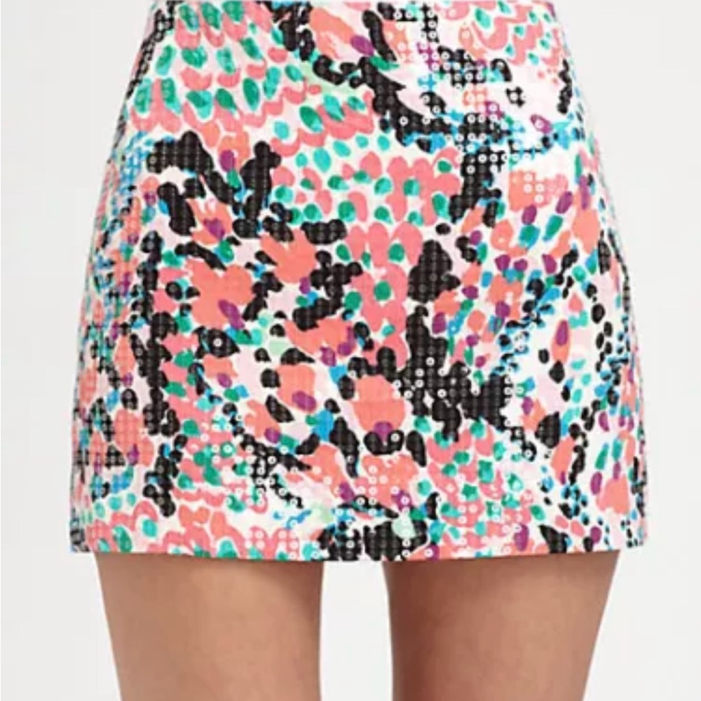 Lilly Pulitzer Tate Cameo White Sweet Nothings Sequin Floral Mini Skirt 4